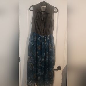 Floral Blue and Black Dress